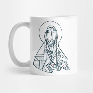 Jesus Christ with open hands illusstration Mug